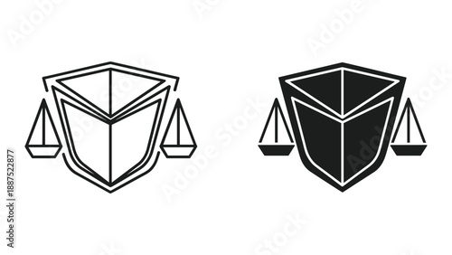 Law firm logo design with shield and scales