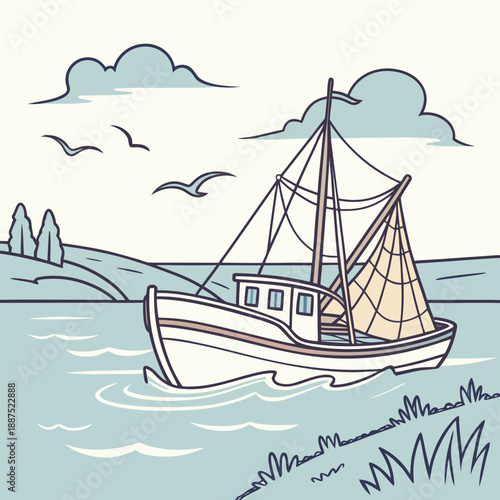 Sailing boat on calm waters