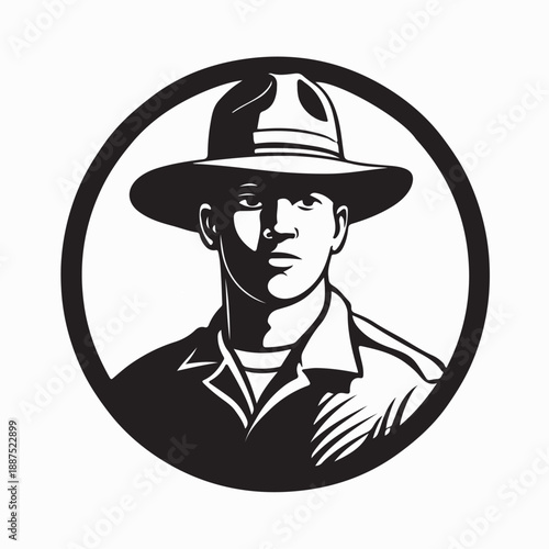 Park Ranger in Uniform Logo vector Isolated on White Background