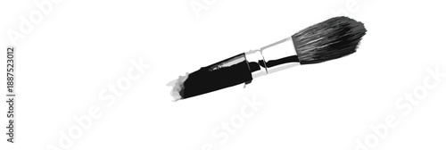 メイクアップブラシのクローズアップ、透明な背景にぼかし効果のある黒い毛先
