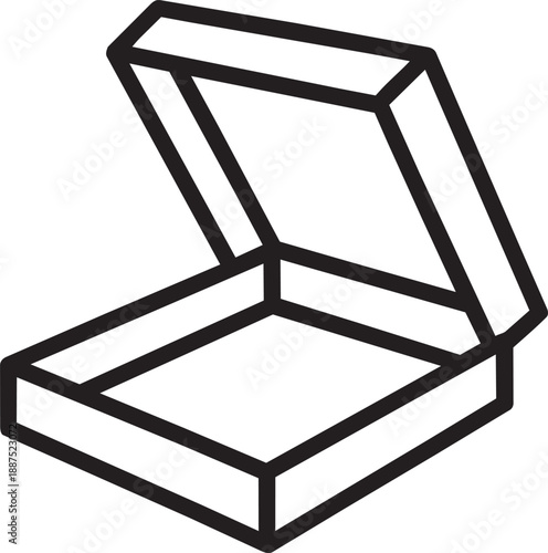 Open pizza cardboard box icon outline