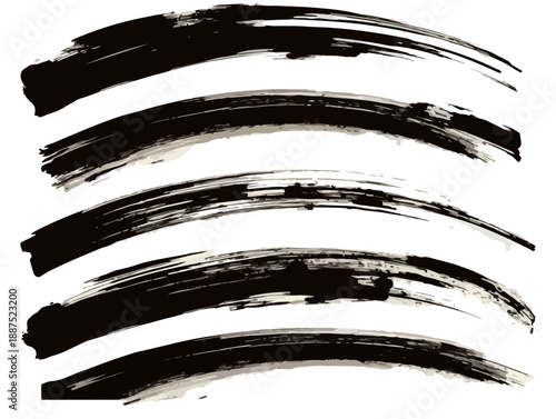 墨の筆跡ブラシストローク、透明な背景に描かれた、デザイン要素として使用できる抽象的なアート