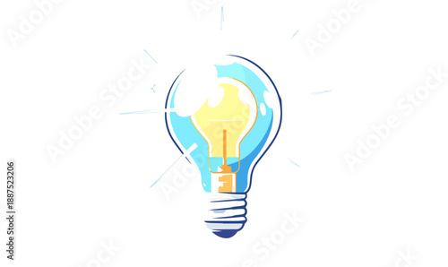 Bombilla de luz brillante con destellos de luz, concepto de idea brillante y transparencia.