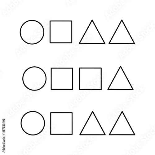 Geometric shapes arranged in a repetitive pattern of circle, square, and triangle from top to bottom, 1 (201).eps