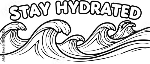 Stay hydrated waves illustration
