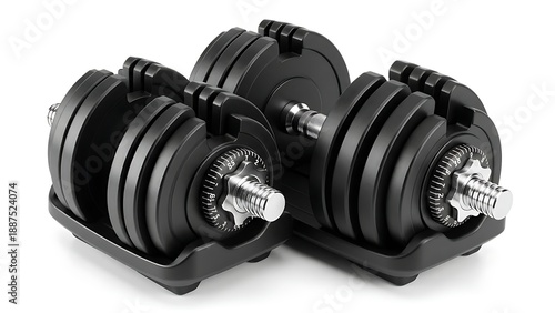 Black adjustable dumbbell set