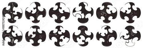 Patrón abstracto en blanco y negro con formas curvas y entrelazadas, diseño transparente para uso gráfico.