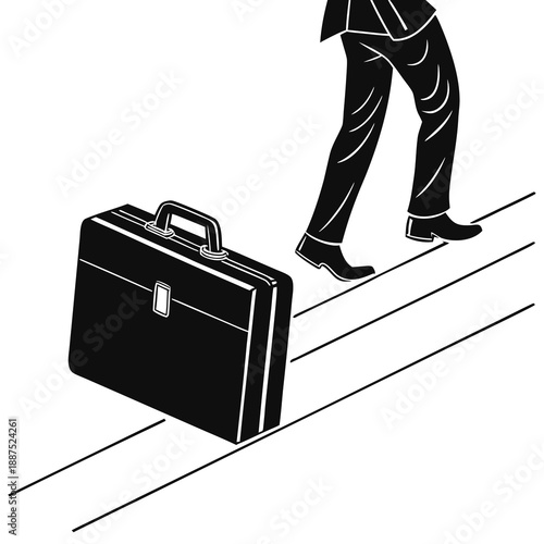 Businessman struggling with briefcase
