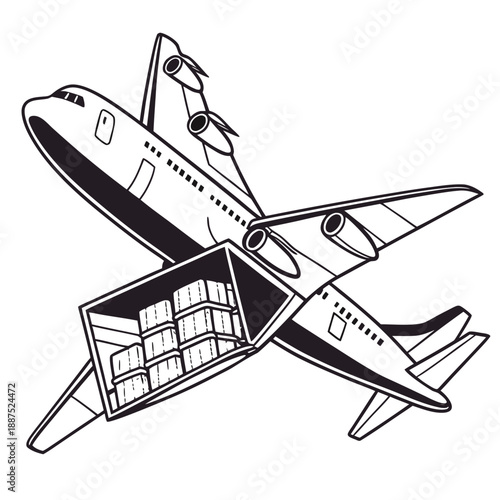 Illustrated space shuttle carrying buildings