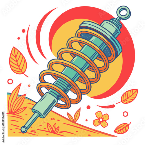 Illustrated car shock absorber