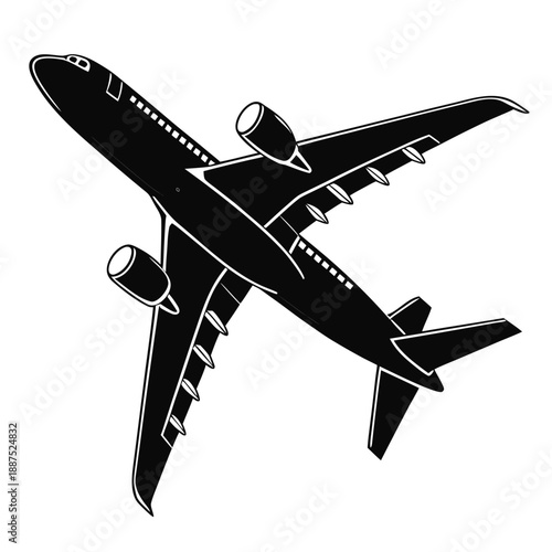 Black and white airplane illustration