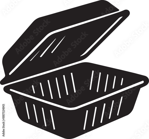 Open styrofoam burger box icon silhouette