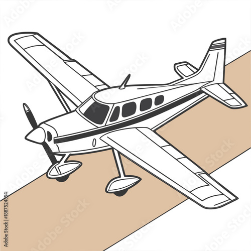 Illustrated single-engine propeller plane