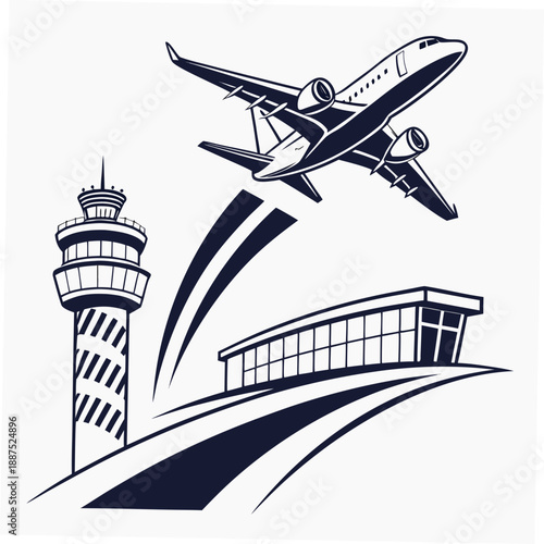 Airport scene with plane