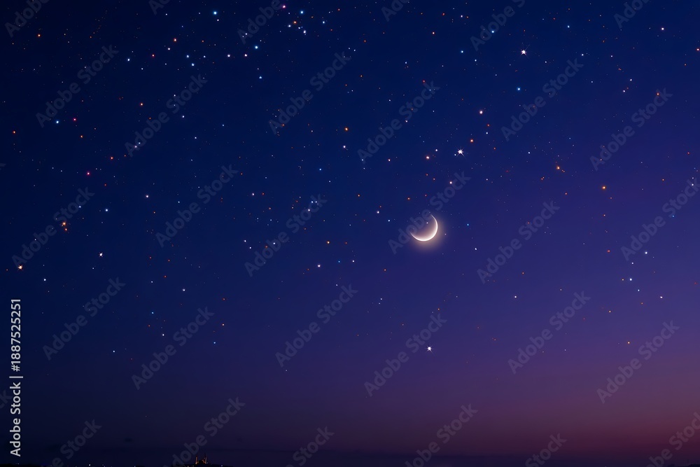 Fototapeta premium Serene night sky with crescent moon