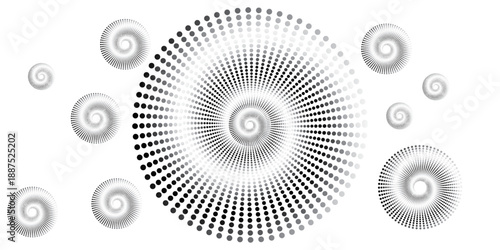 Foto Seamless black and white spiral pattern featuring geometric circles and fractal