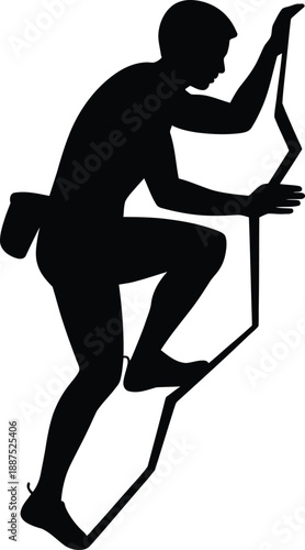 Climbing Adventure Rope Mountaineer Effort Challenge Strength Endurance Silhouette Ascent