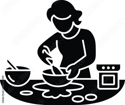 Cooking Kitchen Mixing Bowl Woman Baking Food Preparation Home Silhouette