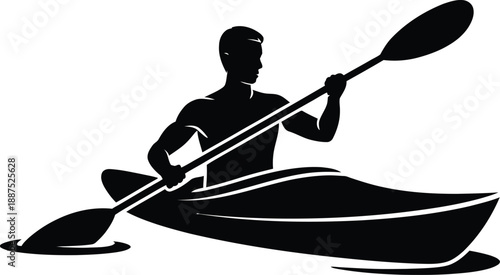 Kayaking Canoe Paddling Water Adventure Sport Athlete Boat Outdoor Silhouette