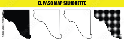El Paso map silhouette vector set showing varied graphic representations including solid shapes and creative dot grids
