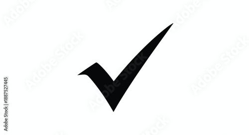 Black Vector Check Mark Icon on White Background