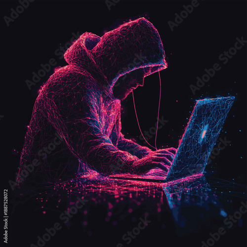 Anonymous hacker at the laptop computer Internet security
