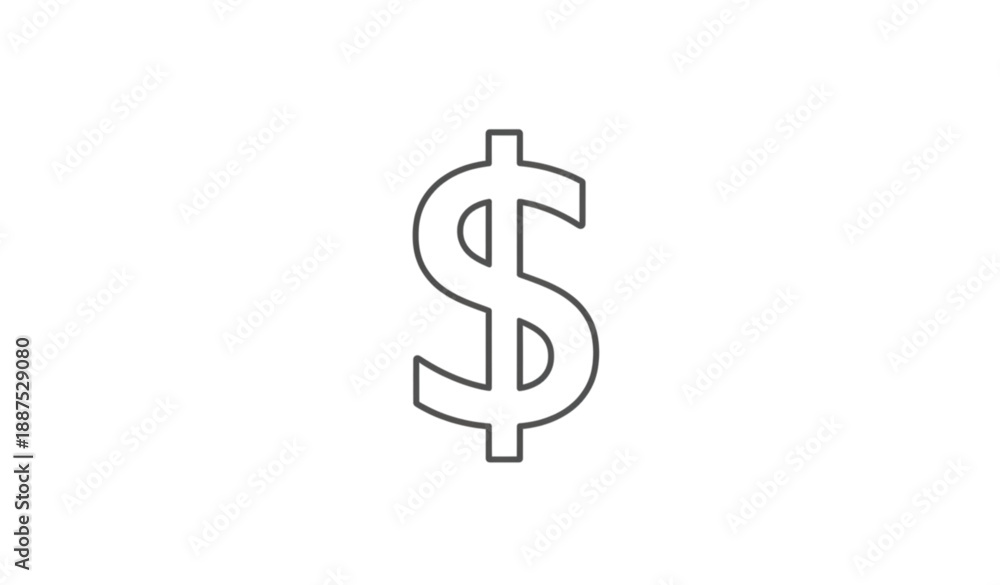 Fototapeta premium Minimal US Dollar Money Icon Outline Symbol for Finance and Mobile Apps