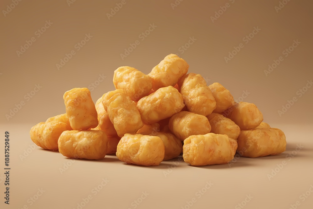 Fototapeta premium National Tater Tot Day celebration with crispy golden potato tater tots on plate illustration