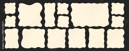 Set with simple white square wavy shapes on black back.