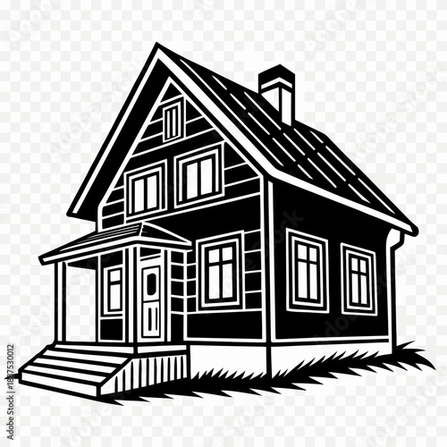 Black and white house illustration