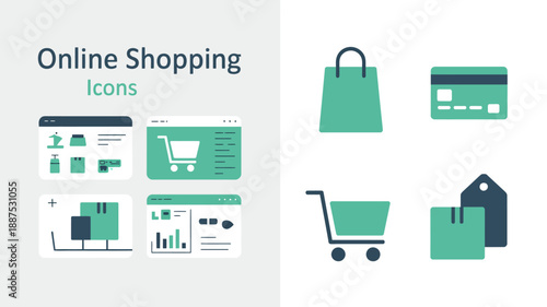 a visual representation of online shopping with icons depicting a mobile phone shopping cart credit card and a delivery house high quality professional detailed modern elegant