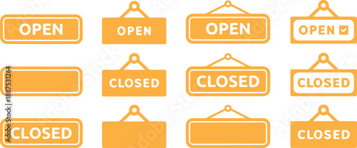 Open Closed Store Sign Vector Illustration