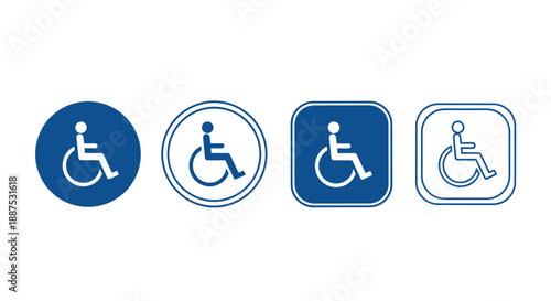 Wheelchair Accessibility Icons – Handicap Symbol Blue Vector Set