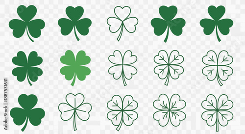 Clover and Shamrock Icon Set – St. Patrick’s Day Lucky Leaf Graphics