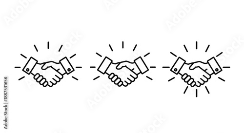 Handshake Line Icon Vector – Business Agreement, Partnership, Collaboration Concept
