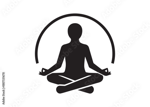 Yoga Meditation Icon, Editable Solid Vector Illustration