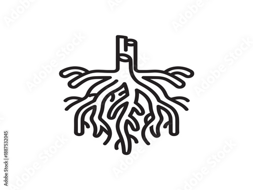 Minimalist tree with roots icon