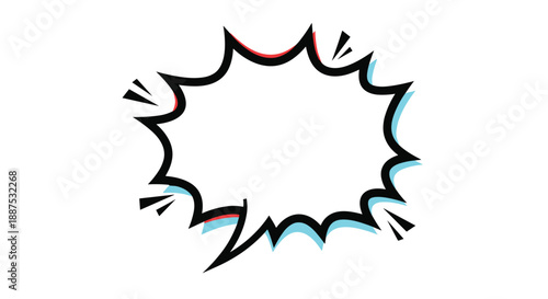 Empty jagged comic book speech bubble or explosion cloud with a retro pop art style, perfect for adding text or sound effects.