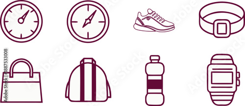 Fitness And Sports Icon Set. Fitness And Sports Activity Icons. Fitness And Sports Training Icons. Fitness And Sports Workout Icons. Fitness And Sports Exercise Icons. Fitness And Sports Gym Icons
