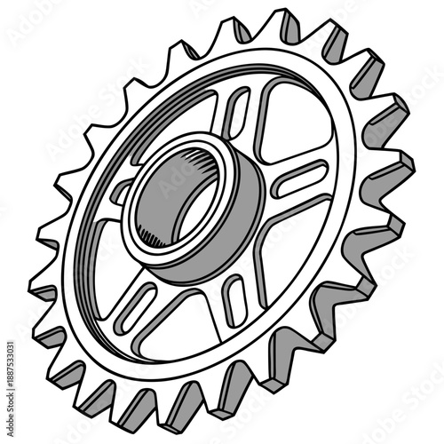 Mechanical gear with hub