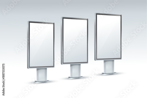 Outdoor Standing Billboard Mockup with Three Vertical Panels