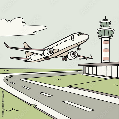 Airplane taking off from airport