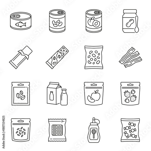 Variety of packaged food items for snacking and cooking