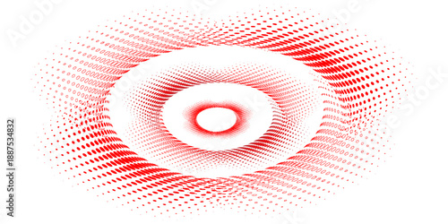 Red and white halftone dot pattern gradient texture background. Abstract vector white gradient on white background.