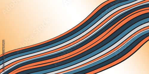 Colorful retro abstract lines with 3D dimensional effect, isolated on bright background.