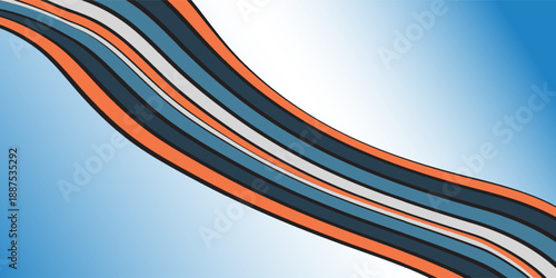 Colorful retro abstract lines with 3D dimensional effect, isolated on bright background.