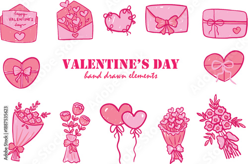 hand drawn valentine's day ellements 