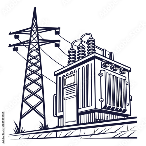 Electricity substation and power lines