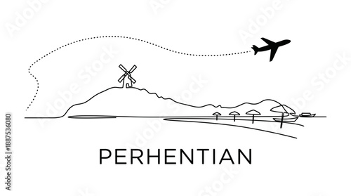 Perhentian island vacation destination skyline vector illustration