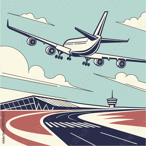 Airplane taking off from airport